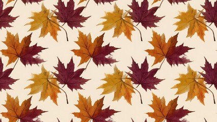 Fototapeta premium seamless watercolor pattern with maple leaves