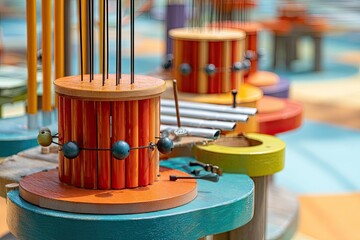 Colorful wooden musical instruments