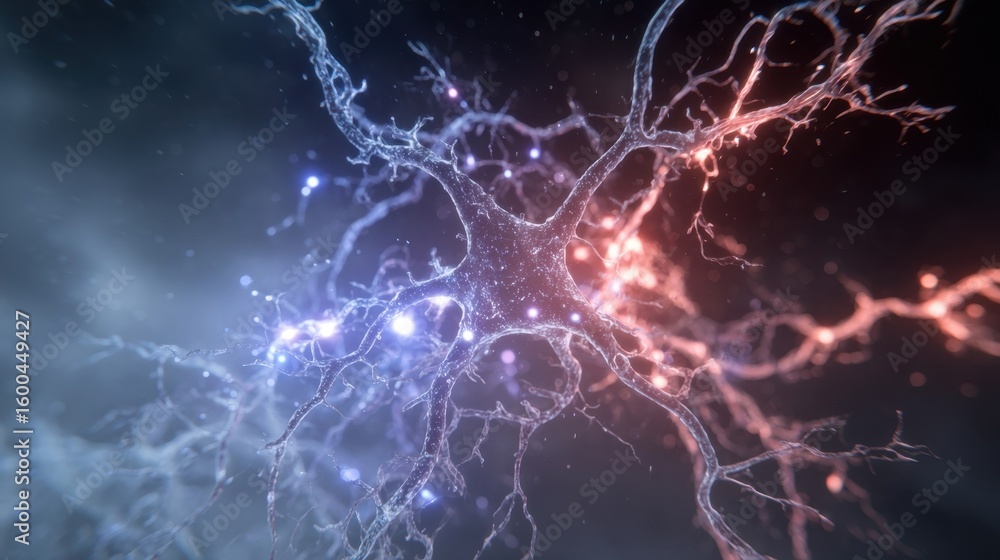 Poster closeup visualization of neural pathways affected by acute hepatic porphyria illuminated by sudden l