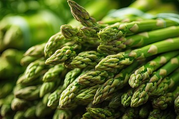 Fresh asparagus bunches close-up
