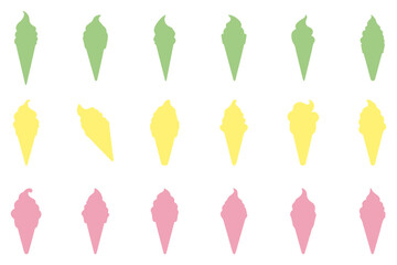Delicious Sweet Ice Cream Cone Silhouette Icon Pack