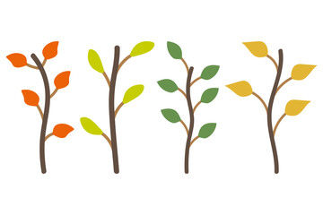 Colorful Foliage Branch Icon Set