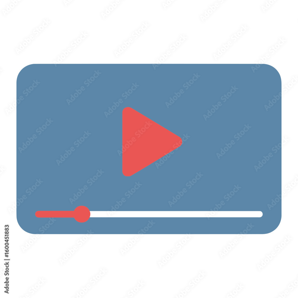 Poster modern video player icon with play button and progress bar for digital media content creation and on