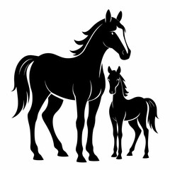 Horse & Foal Silhouette Vector Art