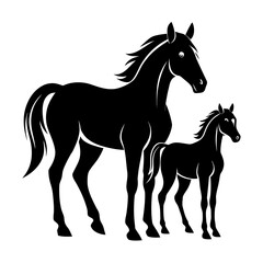 Horse & Foal Silhouette Vector Art