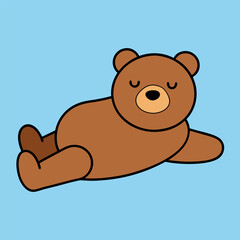 Relaxed bear chilling peacefully in playful cartoon design colour Art Vector illustration