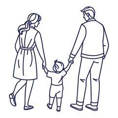 Family silhouettes: father, mother, son, and daughter illustrations showing love and connection