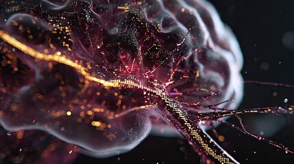 Abstract brain, digital network, vibrant colors