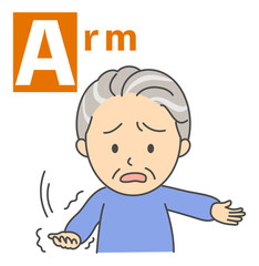 脳卒中のBEFASTチェック「Arm」シニア男性のイラスト