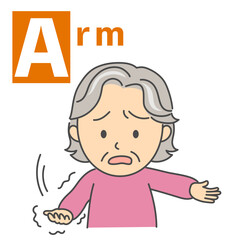 脳卒中のBEFASTチェック「Arm」シニア女性のイラスト
