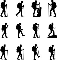  Hikers in Various Walking and Climbing Poses &ndash; Hiking, Trekking Adventure Bundle"