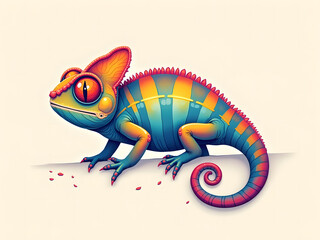 Illustration of a cute multicolored chameleon