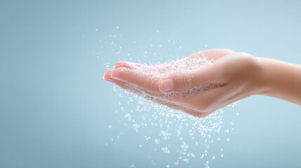 Fototapeta premium A hand is holding a container of water