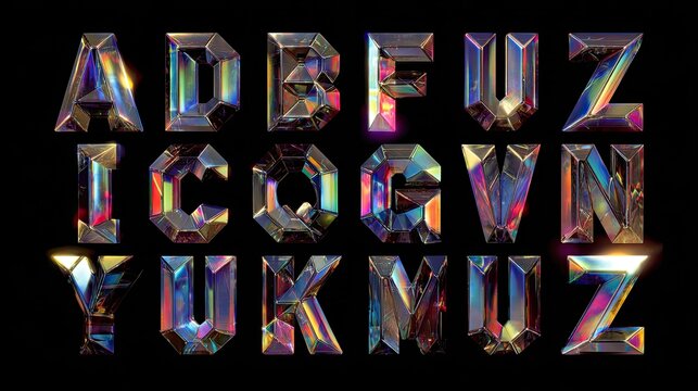3D iridescent crystal letters