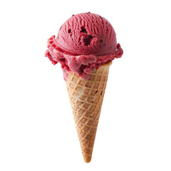 Red ice cream scoop in a waffle cone