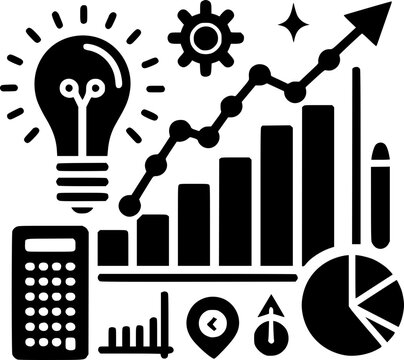 Minimalist black and white vector icon of a chart. Clean, modern, scalable design for stickers, logos, or digital use on any background.