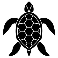 Fototapeta premium Simple black turtle with geometric shell silhouette vector illustration