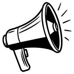 Loud megaphone communication device announcement silhouette vector illustration