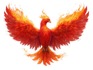 Obraz premium phoenix bird with flames isolated on transparent background