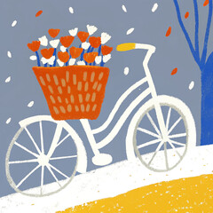 vintage bicycle with shopping cart