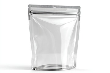 Clear Plastic Ziplock Stand Up Pouch on White Background