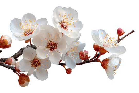 Elegant White Plum Blossoms Against a Dramatic transparent background Creating Contrast