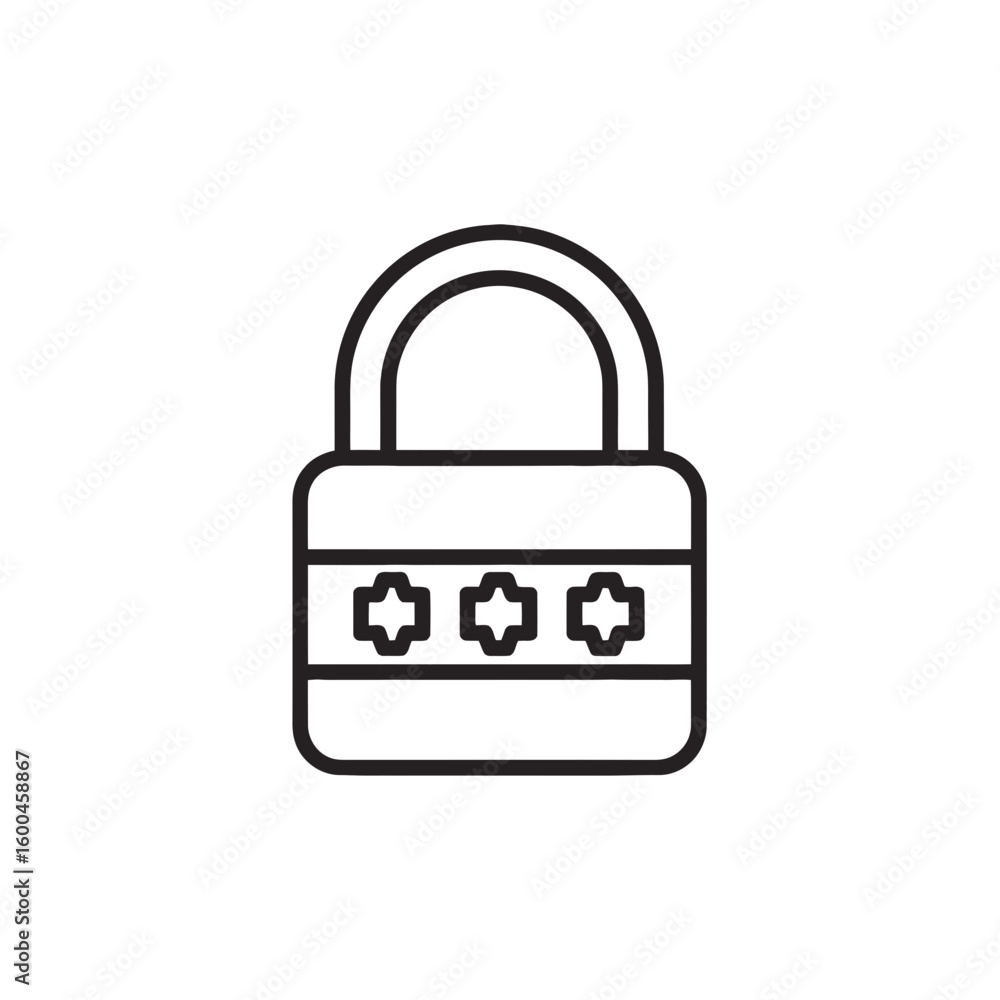 Poster simple outline lock security with plus pattern safety symbol icon