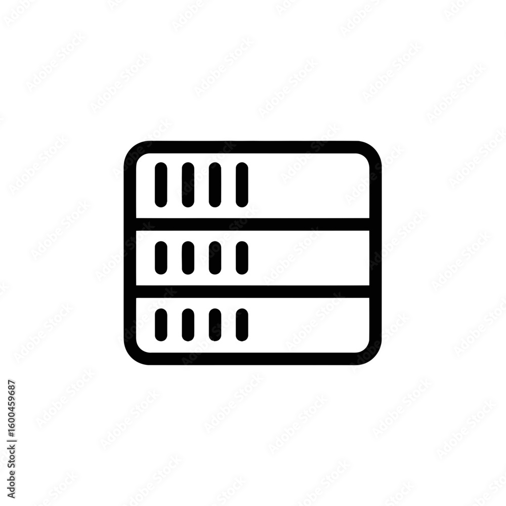 Poster minimalist outline server rack icon illustration for network storage and computing