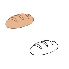 Oval bread loaf white background FlatOutline style vector