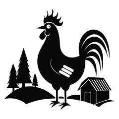 Minimal Rooster Crow Silhouette