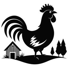 Minimal Rooster Crow Silhouette