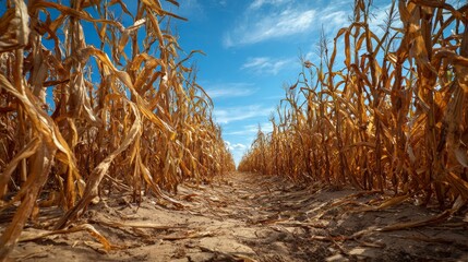 Intense heat causes corn fields to wither, threatening agricultural yields and food supply