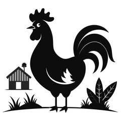 Minimal Rooster Crow Silhouette