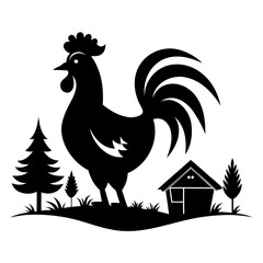 Minimal Rooster Crow Silhouette