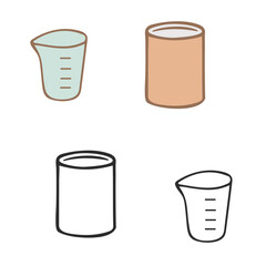 Coffee jar and measuring cup kitchen tools white background FlatOutline style vector