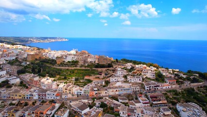 Obraz premium Castro - Puglia, Italy - Aerial view with view of the old town and the beautiful Adriatic Sea