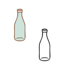 Glass bottle white background FlatOutline style vector