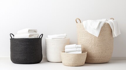 Bright and Clean Laundry Room with Baskets and Fresh Towels