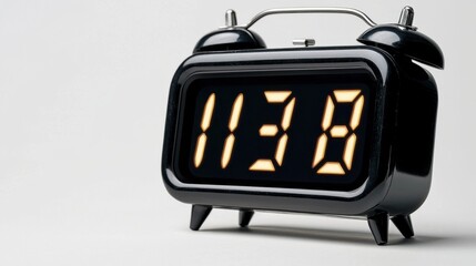 Black Digital Clock Displaying Time with Glowing LED Numbers