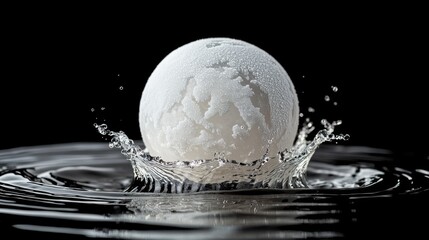 Close-Up of Ice Globe with Continents Etched in Finely Detailed Surface