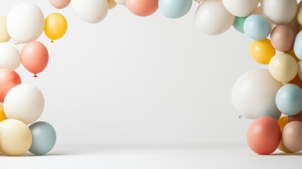 Colorful Balloon Arrangement on White Background for Celebrations