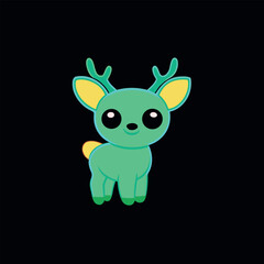 Majestic glowing deer standing in ethereal forest scene colour Art Vector illustration