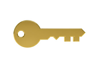 Isolated Golden Key Representing Access, Security, and Solution
