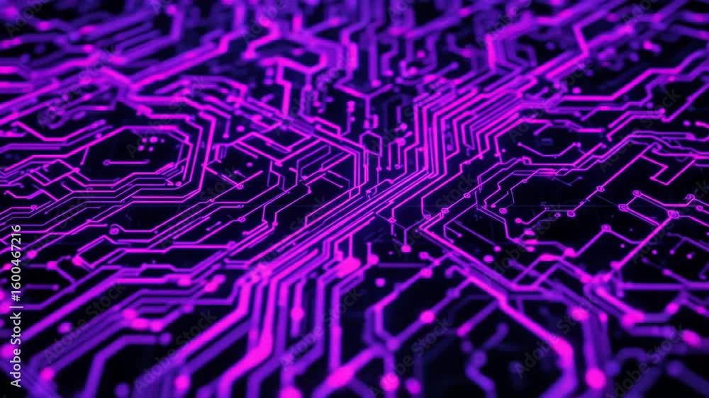 Poster colorful circuit board animation representing technology and data connectivity