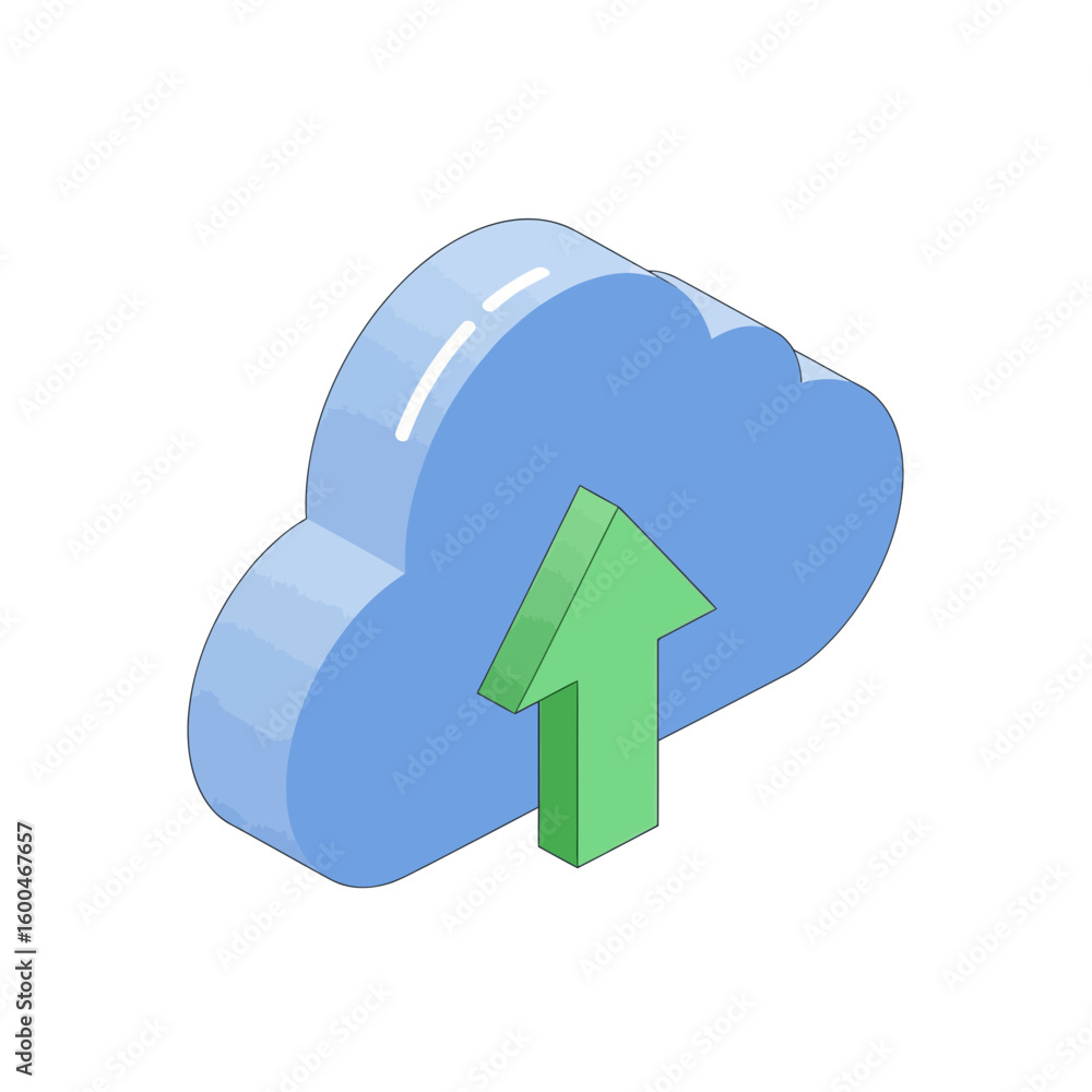 Poster securely upload your data to the cloud with this dynamic, modern isometric graphic representing digi