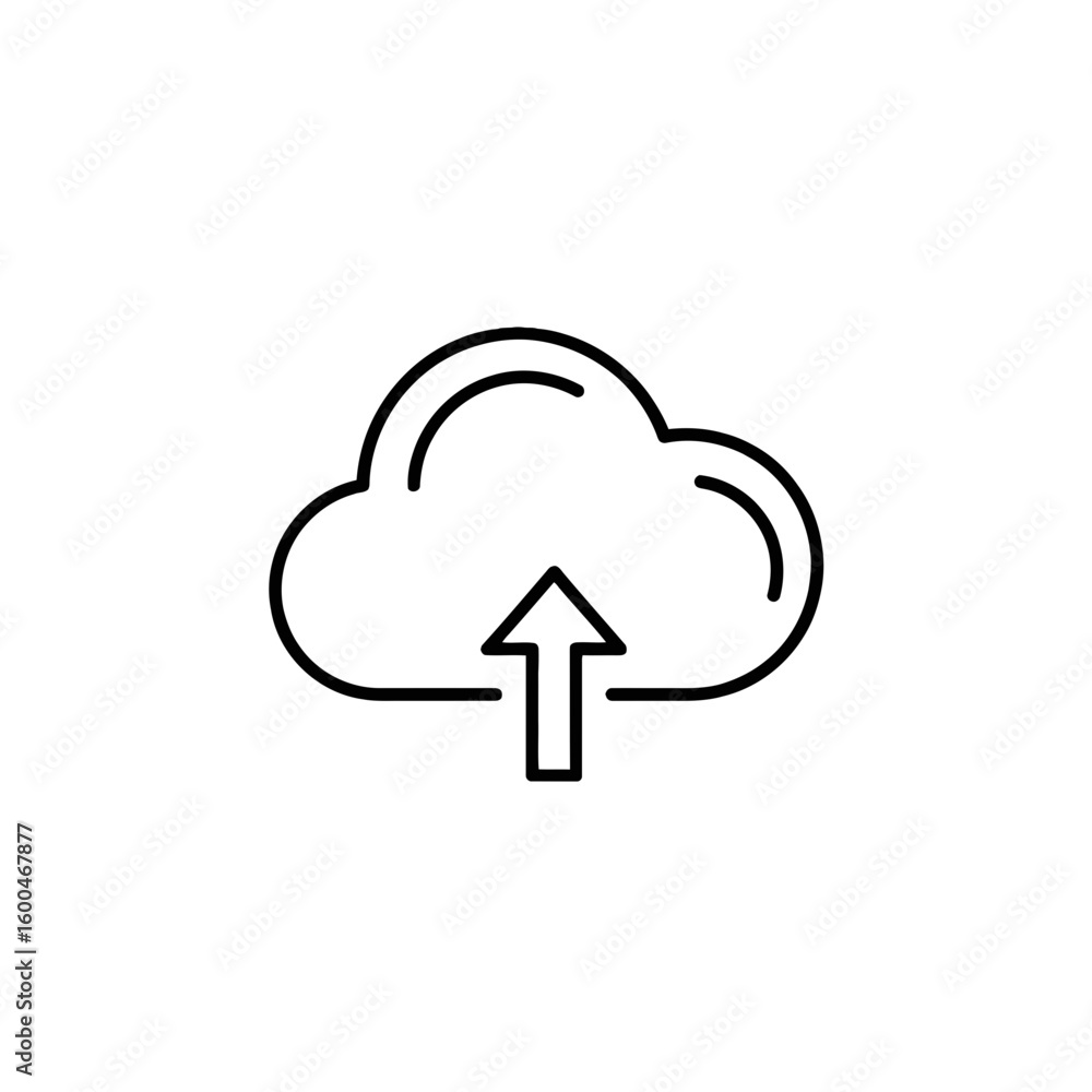 Poster seamlessly upload data to the cloud with this modern, minimalist cloud upload icon symbolizing digit