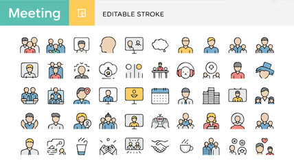Collection of 40 minimalist line art icons people and business concepts