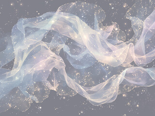 星空を舞うオーロラヴェール - 幻想的で優雅なファンタジー背景