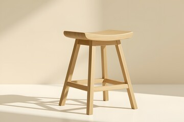 Minimalist Wooden Bar Stool with Natural Light