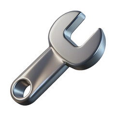 3D Metal Wrench Icon Isolated on White Background PNG